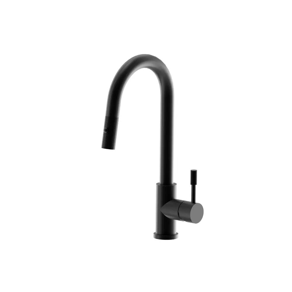Flusso Vasco - Dual Spray Stainless Steel Kitchen Faucet with Pull Out and Knurling by Flusso