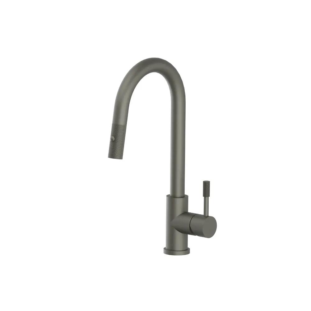 Flusso Vasco - Dual Spray Stainless Steel Kitchen Faucet with Pull Out and Knurling by Flusso