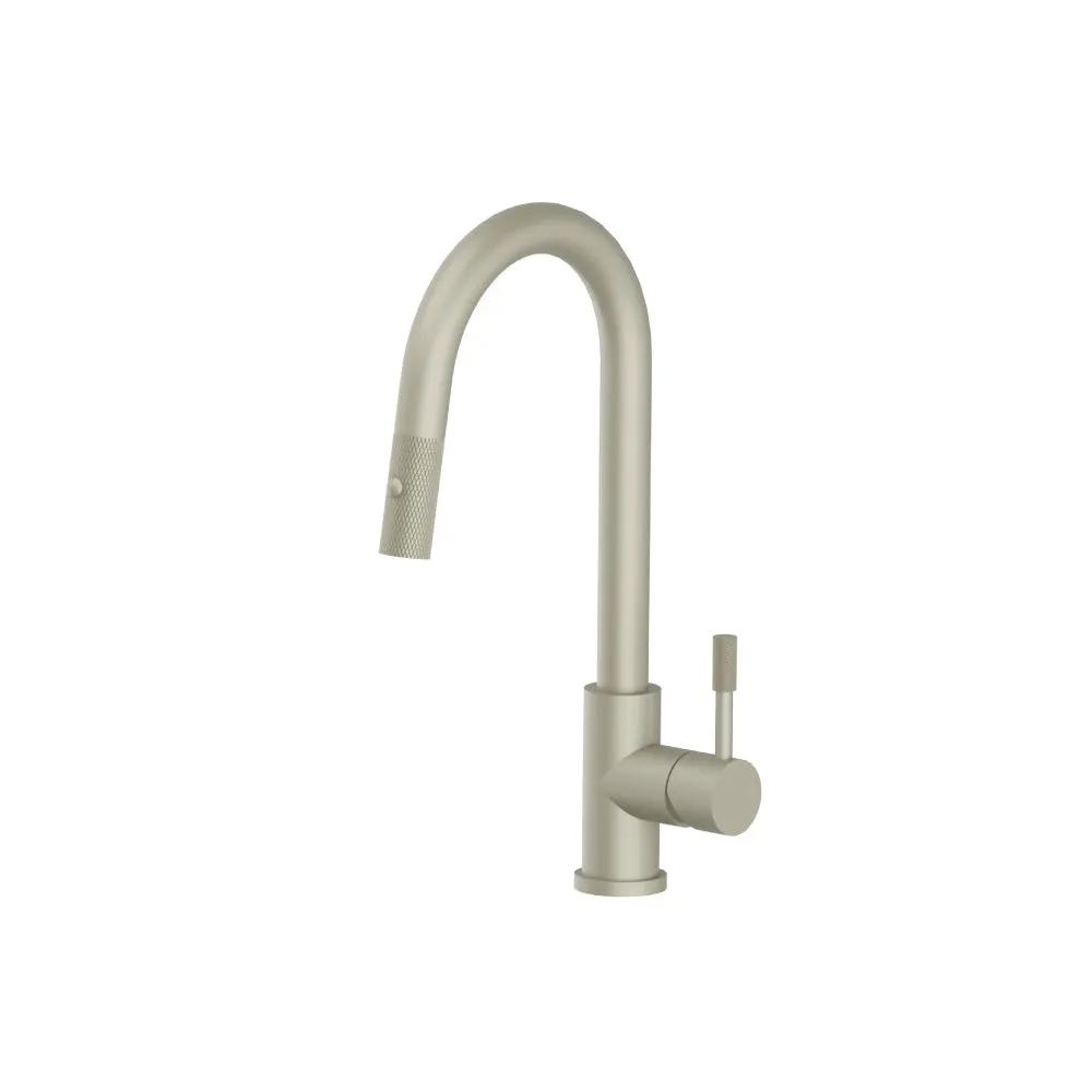 Flusso Vasco - Dual Spray Stainless Steel Kitchen Faucet with Pull Out and Knurling by Flusso
