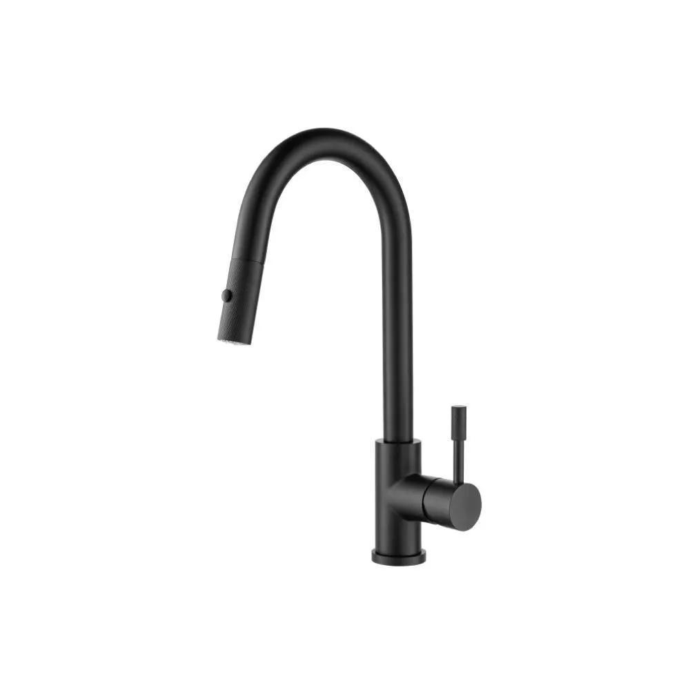 Flusso Vasco - Dual Spray Stainless Steel Kitchen Faucet with Pull Out and Knurling by Flusso