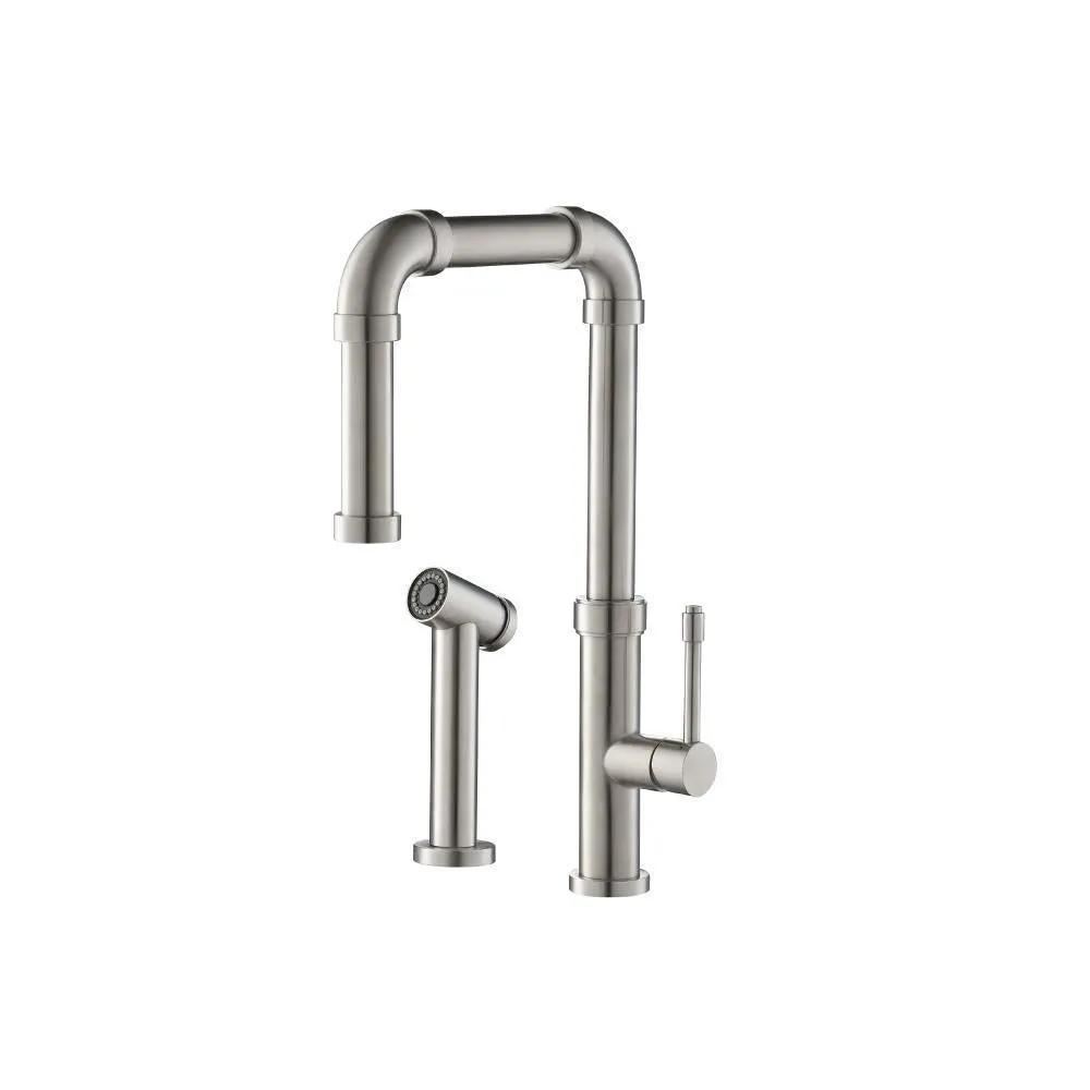 polished steel kitchen faucet