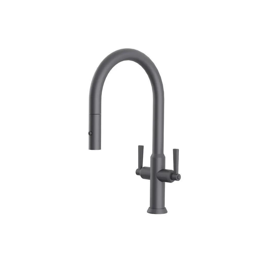 Flusso Velox - Dual Spray Stainless Steel Two Handle Kitchen Faucet with Pull Out by Flusso