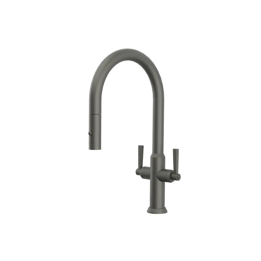 Flusso Velox - Dual Spray Stainless Steel Two Handle Kitchen Faucet with Pull Out by Flusso