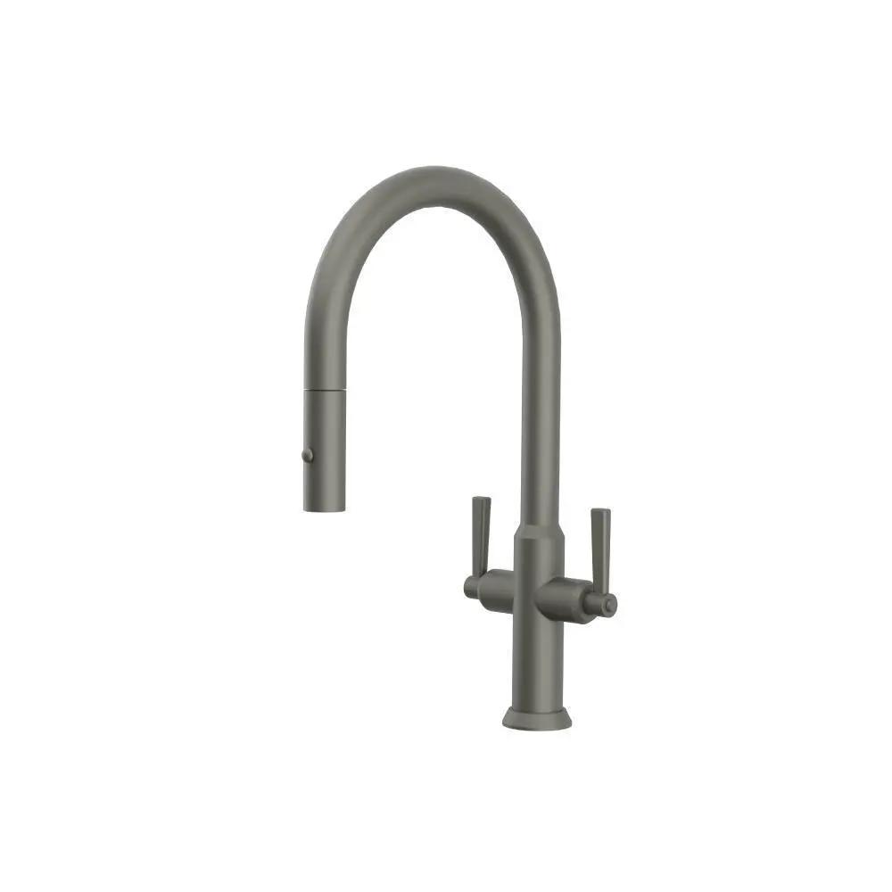 Flusso Velox - Dual Spray Stainless Steel Two Handle Kitchen Faucet with Pull Out by Flusso