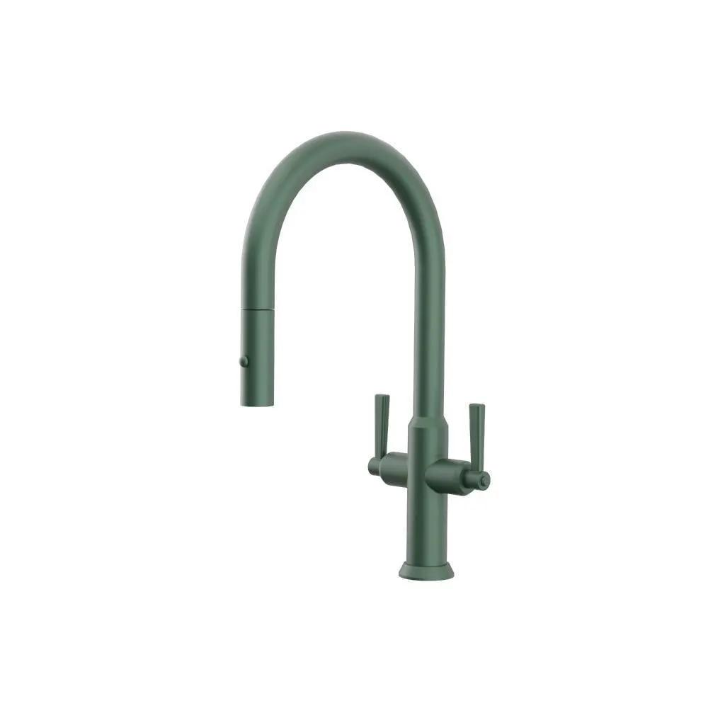 Flusso Velox - Dual Spray Stainless Steel Two Handle Kitchen Faucet with Pull Out by Flusso