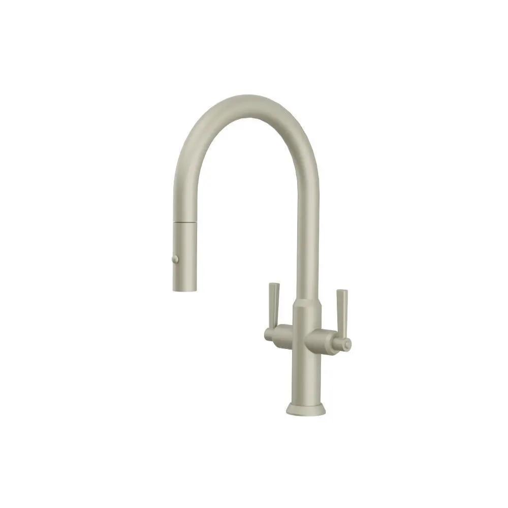 Flusso Velox - Dual Spray Stainless Steel Two Handle Kitchen Faucet with Pull Out by Flusso