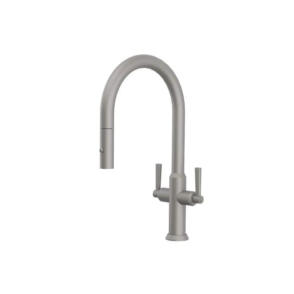 Flusso Velox - Dual Spray Stainless Steel Two Handle Kitchen Faucet with Pull Out by Flusso