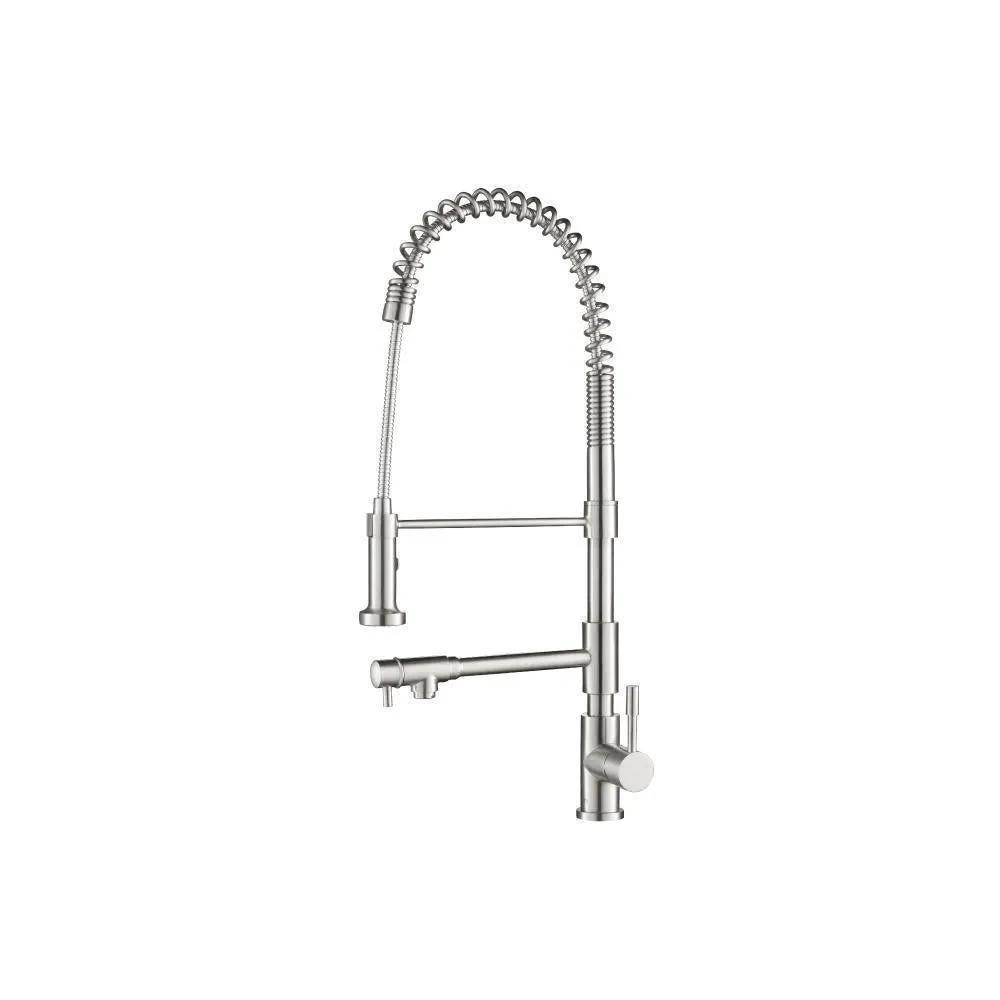 polished steel kitchen faucet