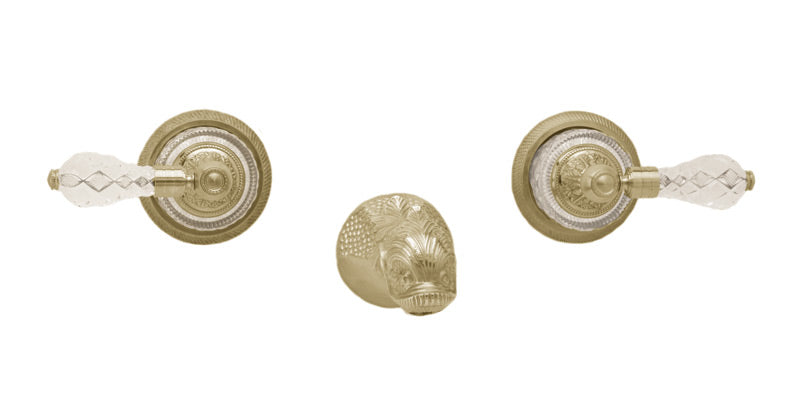 satin brass wall tub set