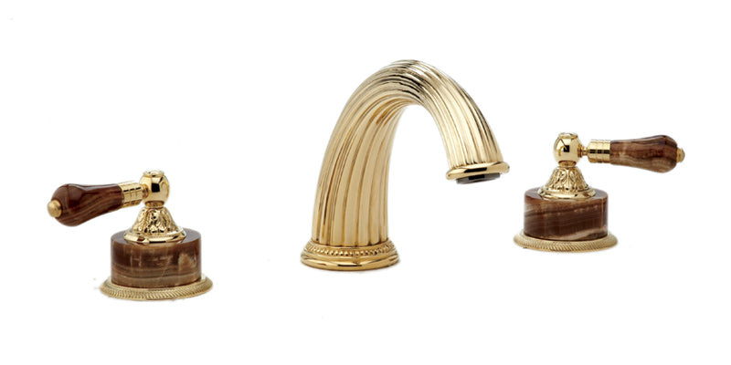 polished brass deck tub set