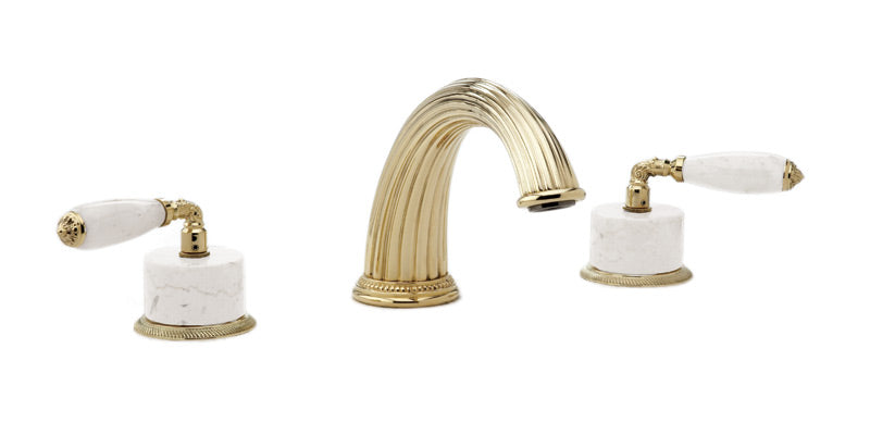 polished brass deck tub set