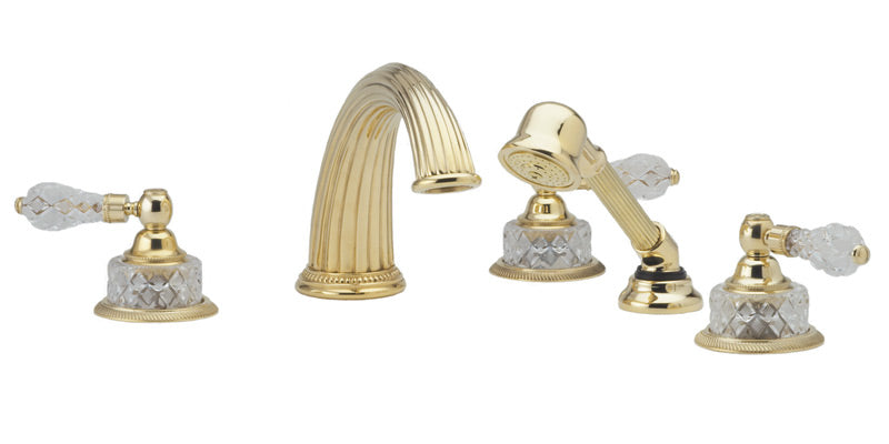 polished brass deck tub set