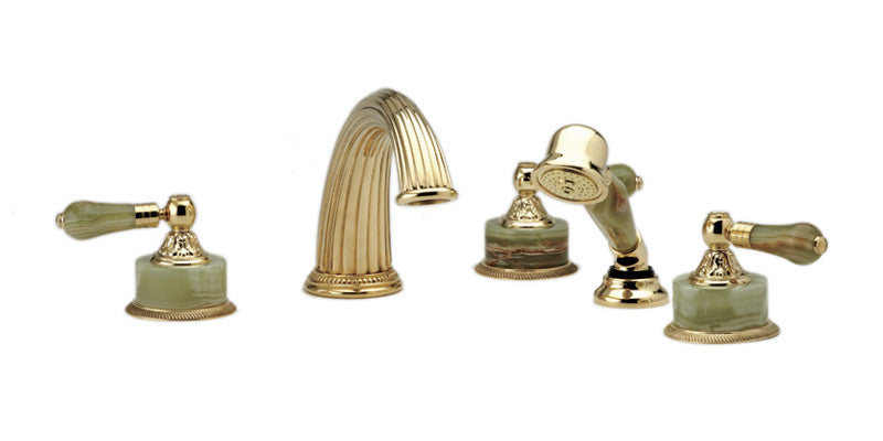 polished brass deck tub set