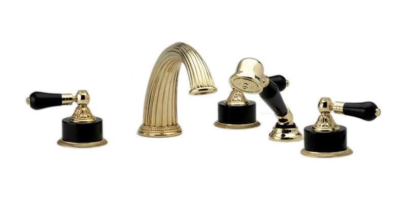 polished brass deck tub set