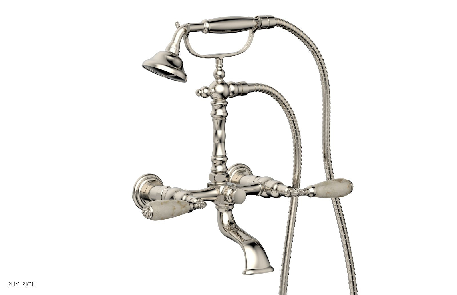 Phylrich VALENCIA Exposed Tub & Hand Shower - Beige Marble Lever Handle