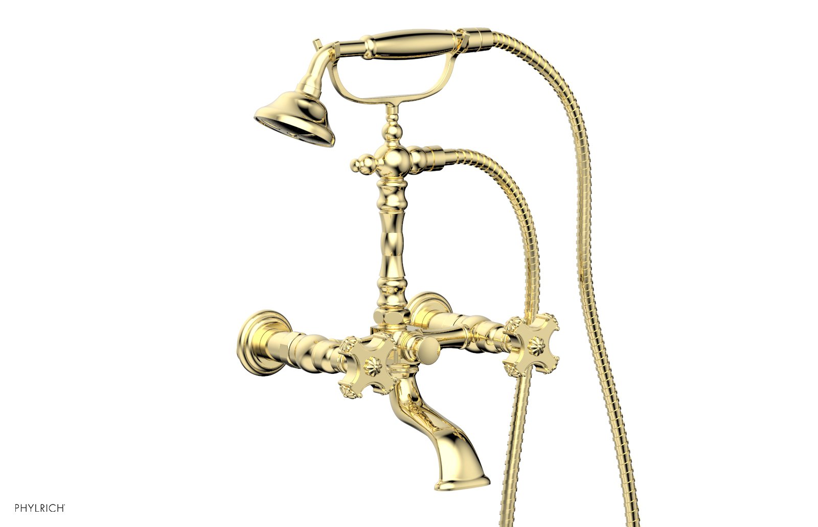 Phylrich MARVELLE Exposed Tub & Hand Shower - Cross Handle