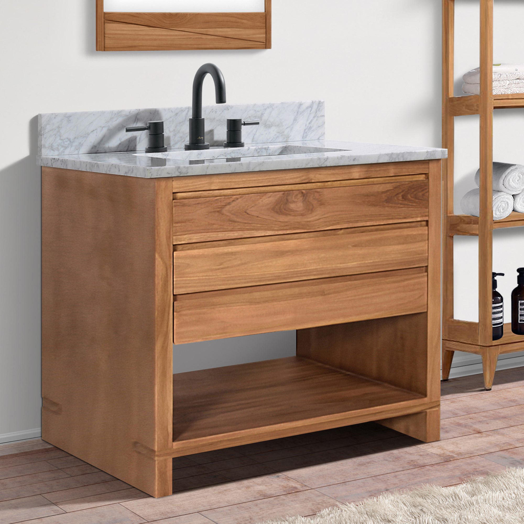 natural teak vanity base