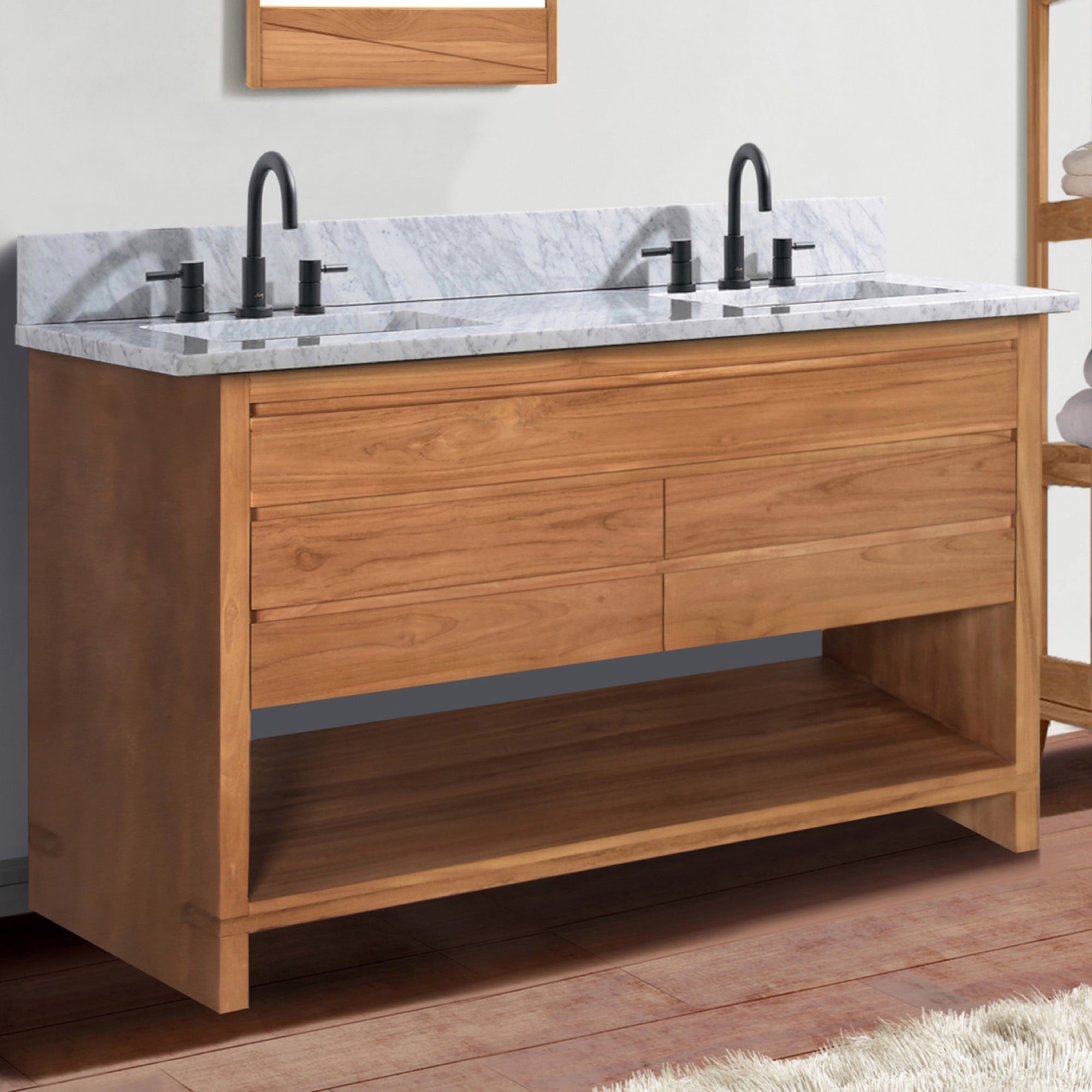 natural teak vanity base