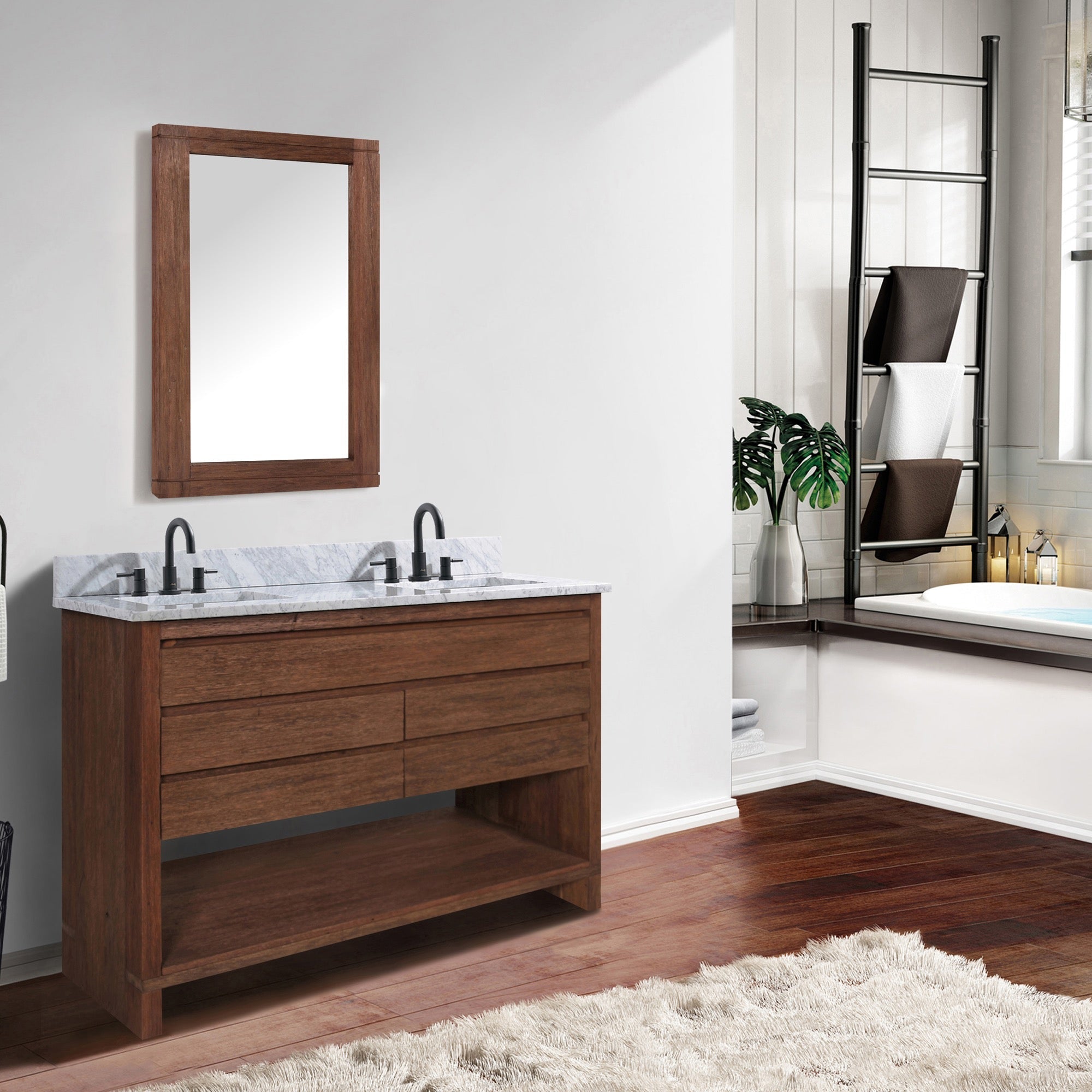 brown reclaimed wood vanity set