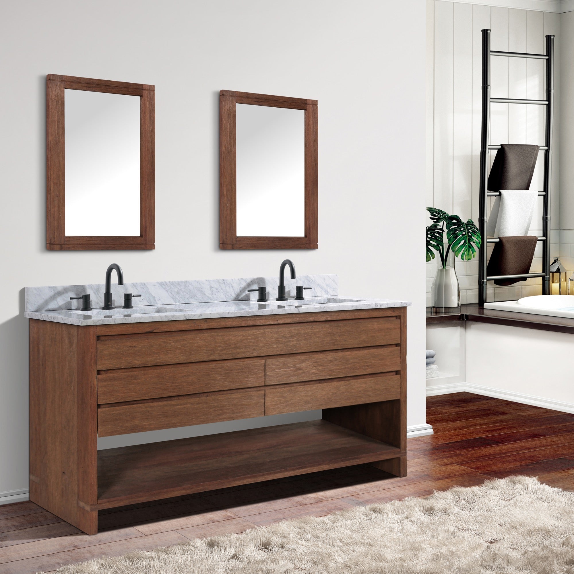 brown reclaimed wood vanity set