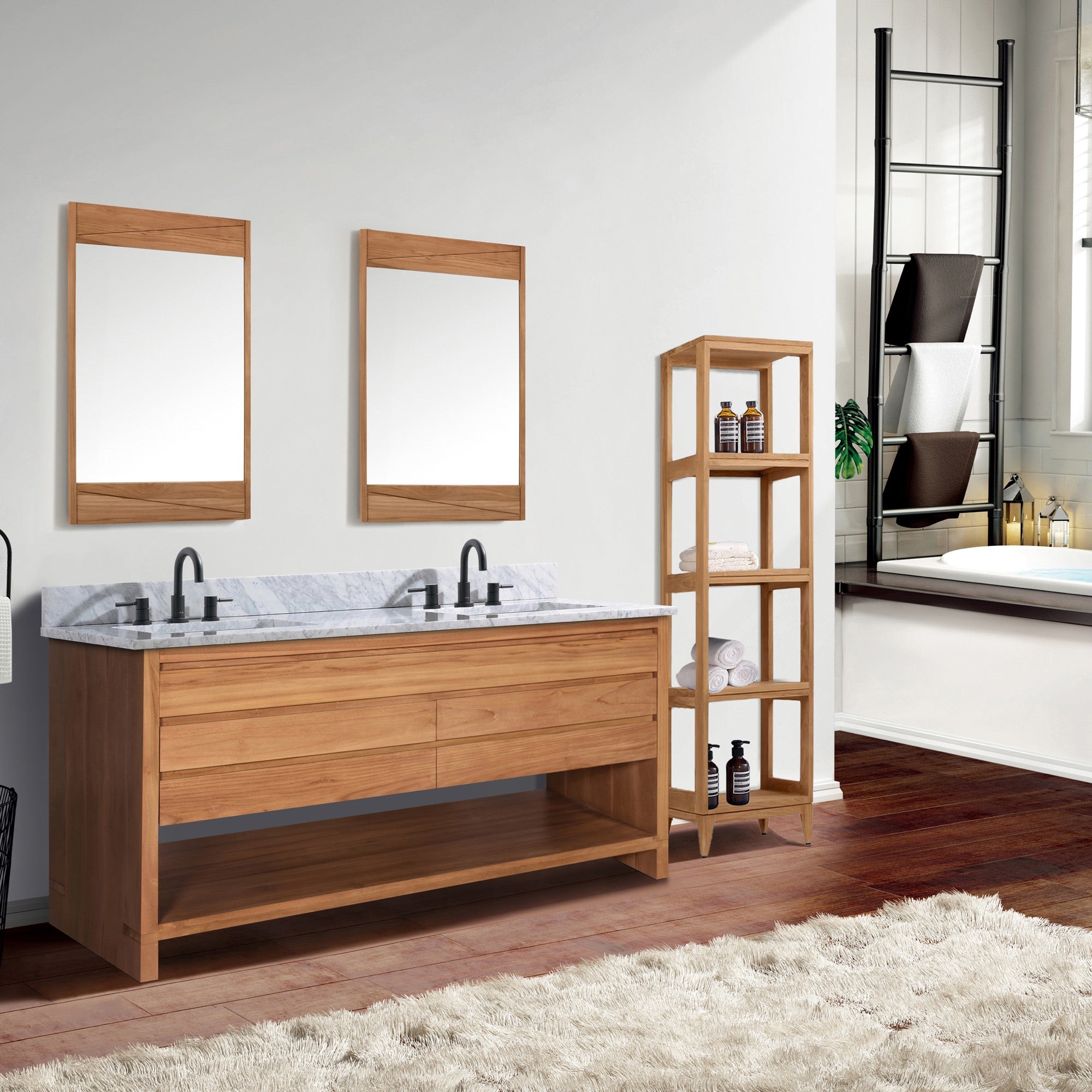 natural teak vanity set