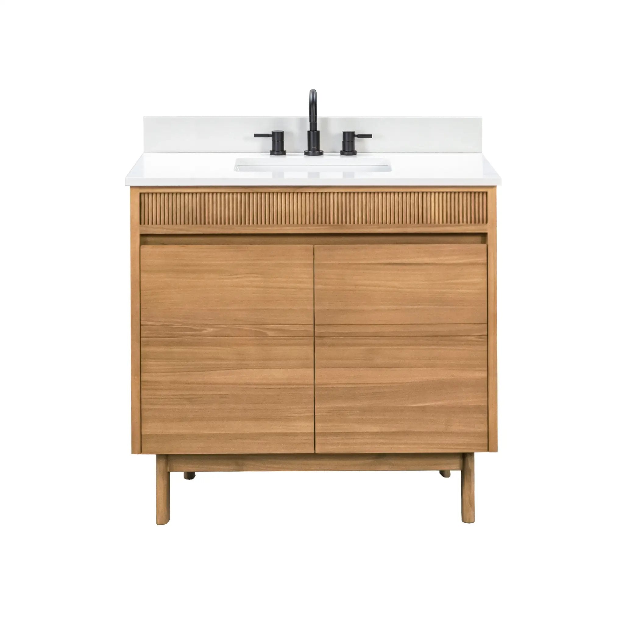 Avanity Kayla 37 in. Single Sink Bathroom Vanity Set in Natural Teak by Avanity