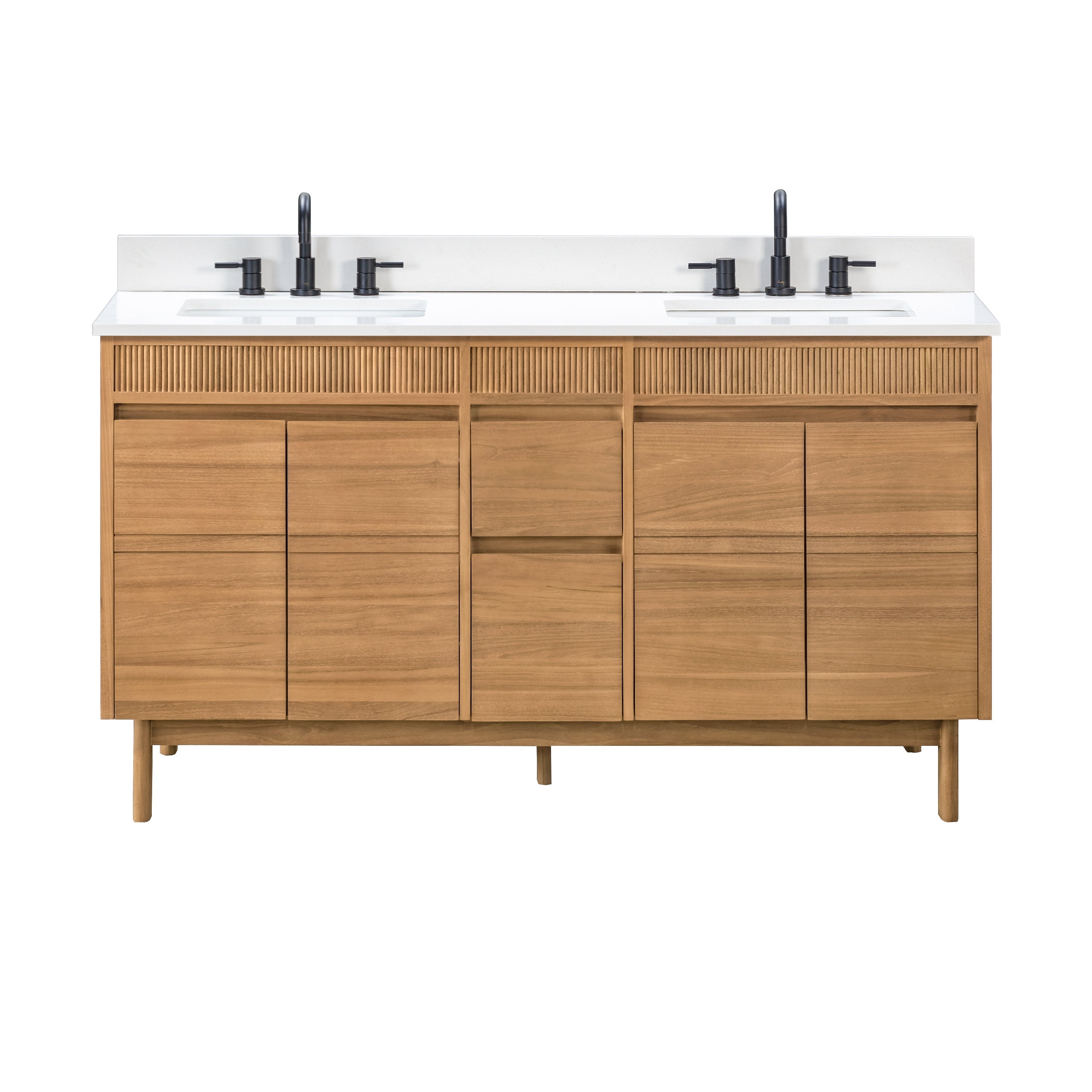 Avanity Kayla 61 in. Double Sink Bathroom Vanity Set in Natural Teak