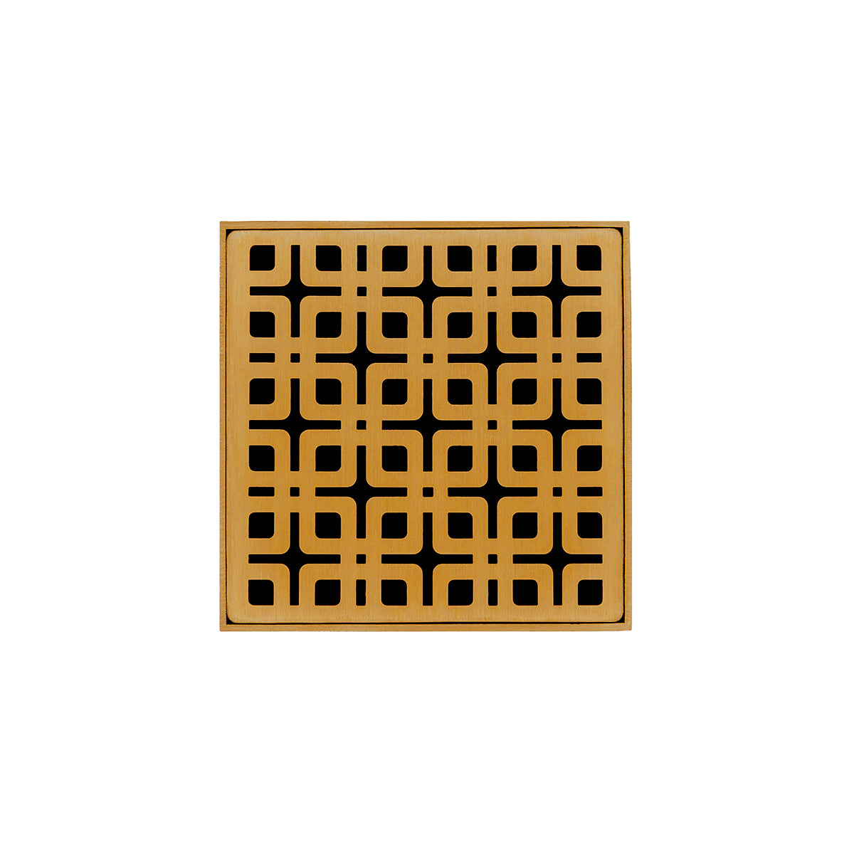 Infinity Drain 4" x 4" KD 4 Complete Kit with Link Pattern Decorative Plate with PVC Drain Body, 2" Outlet