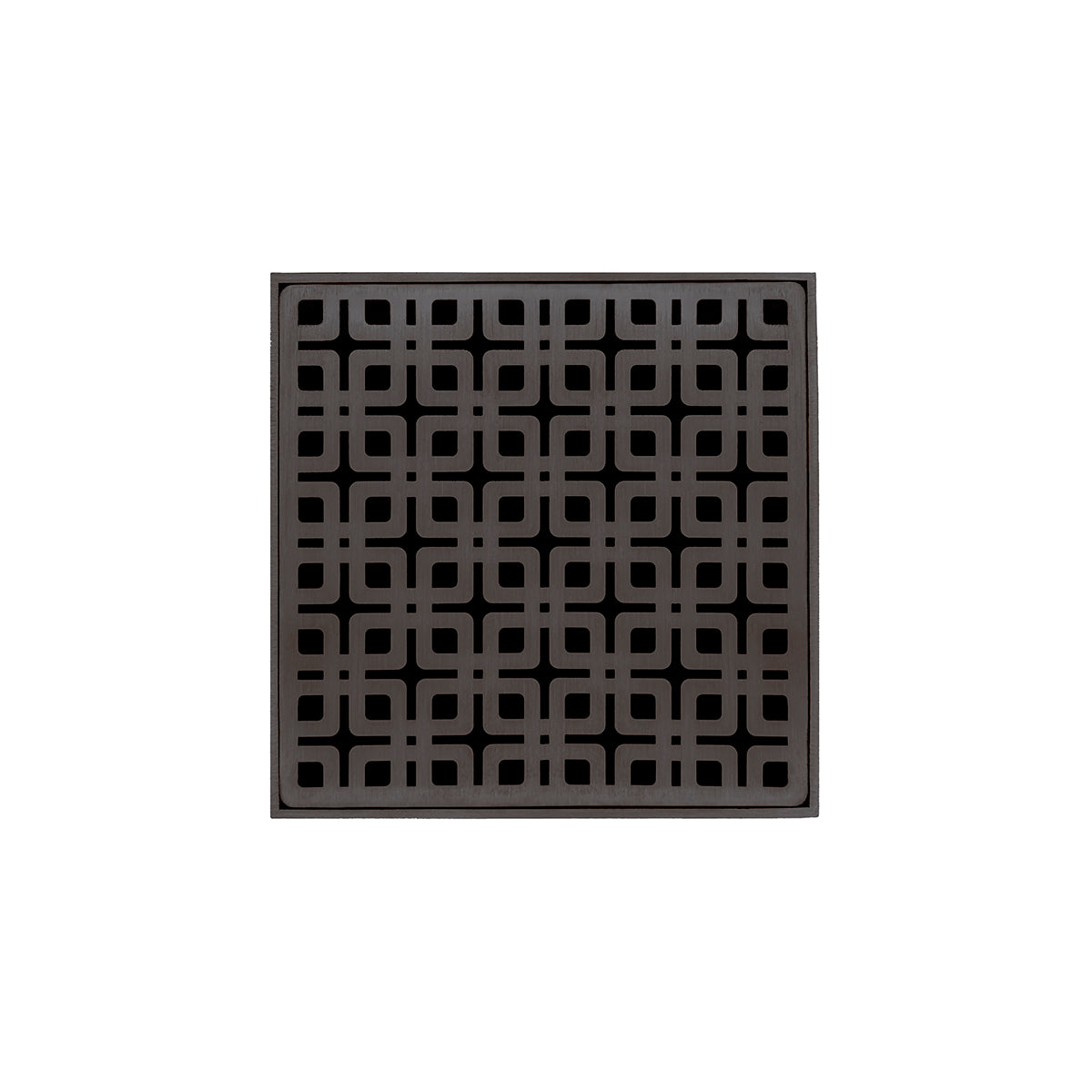 Infinity Drain 5" x 5" KD 5 High Flow Complete Kit with Link Pattern Decorative Plate with Cast Iron Drain Body, 3" No-Hub Outlet