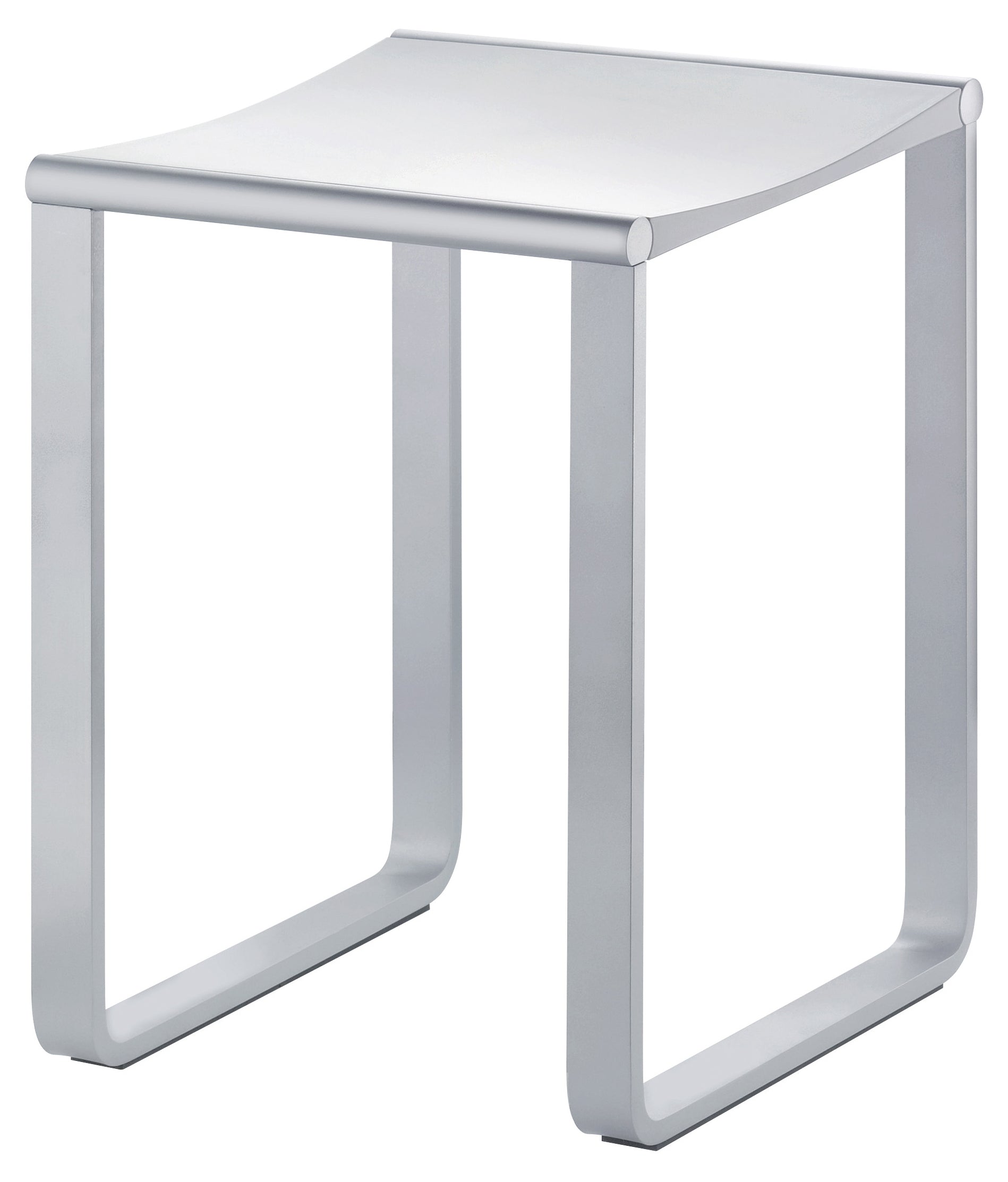 polished chrome/white bathroom stool
