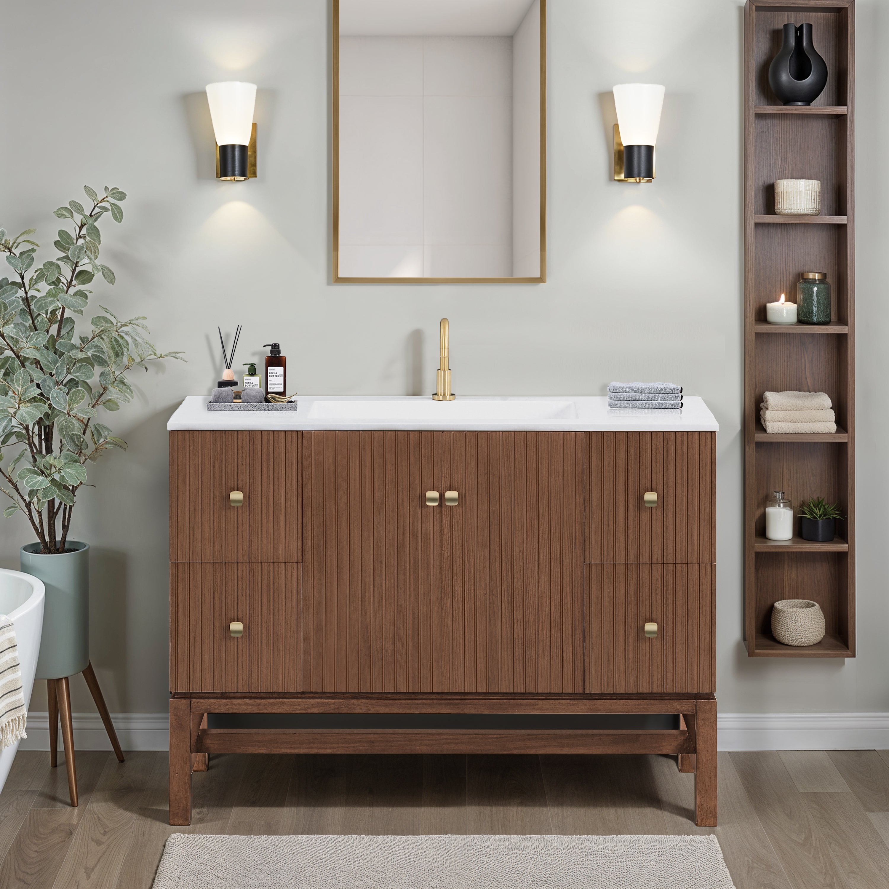 walnut vanity set