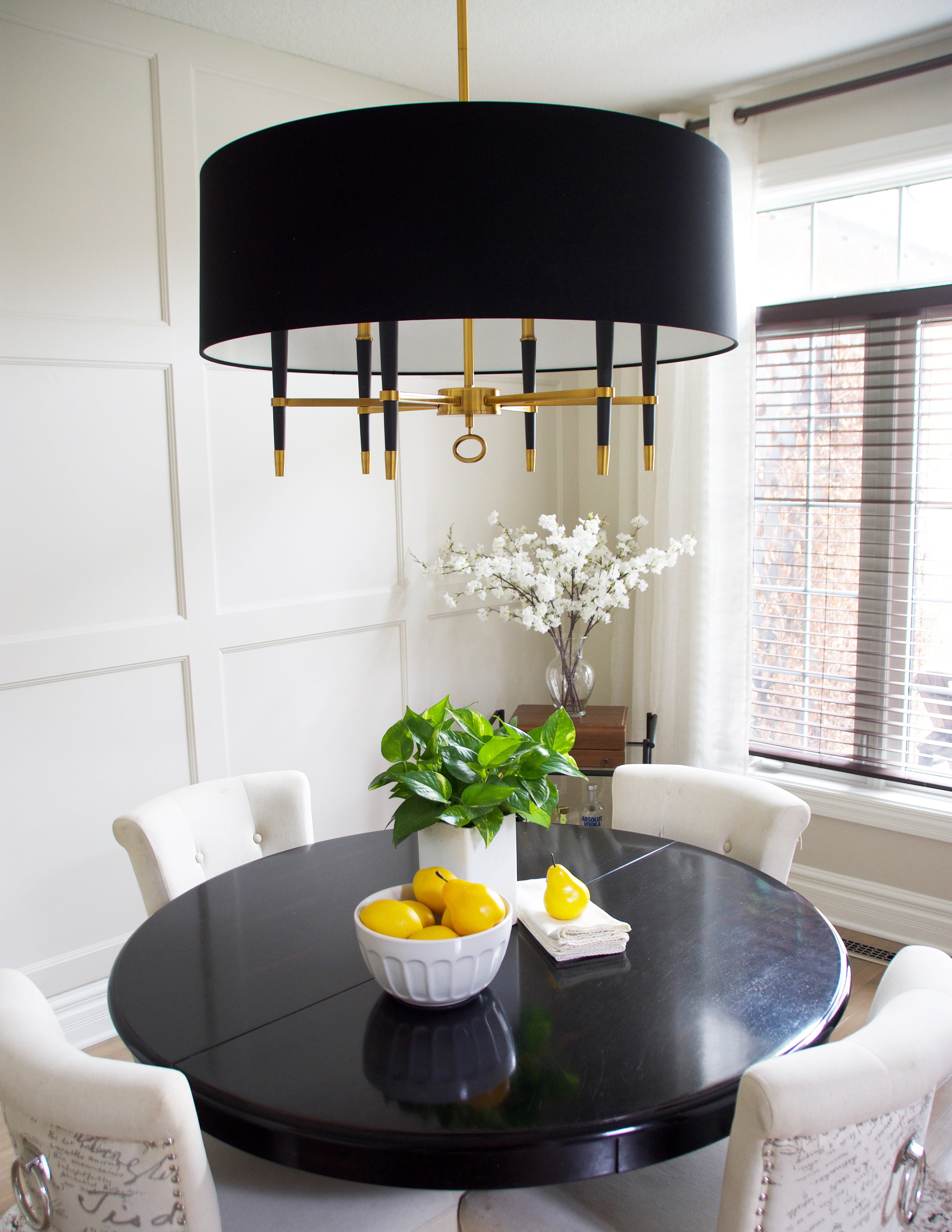 vintage bronze with black shade chandeliers