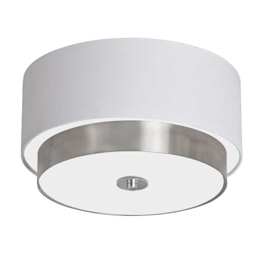 satin chrome with white shade flush mount