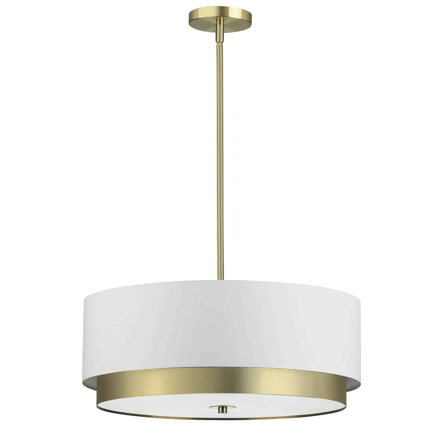 aged brass with white shade pendants