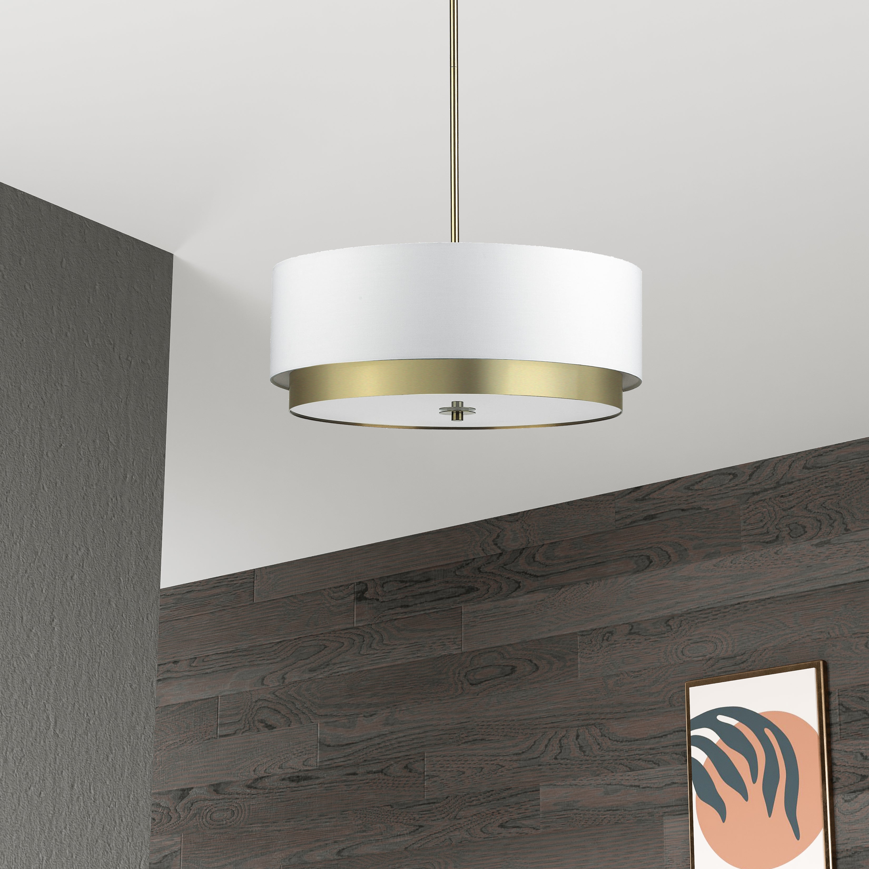aged brass with white shade pendants