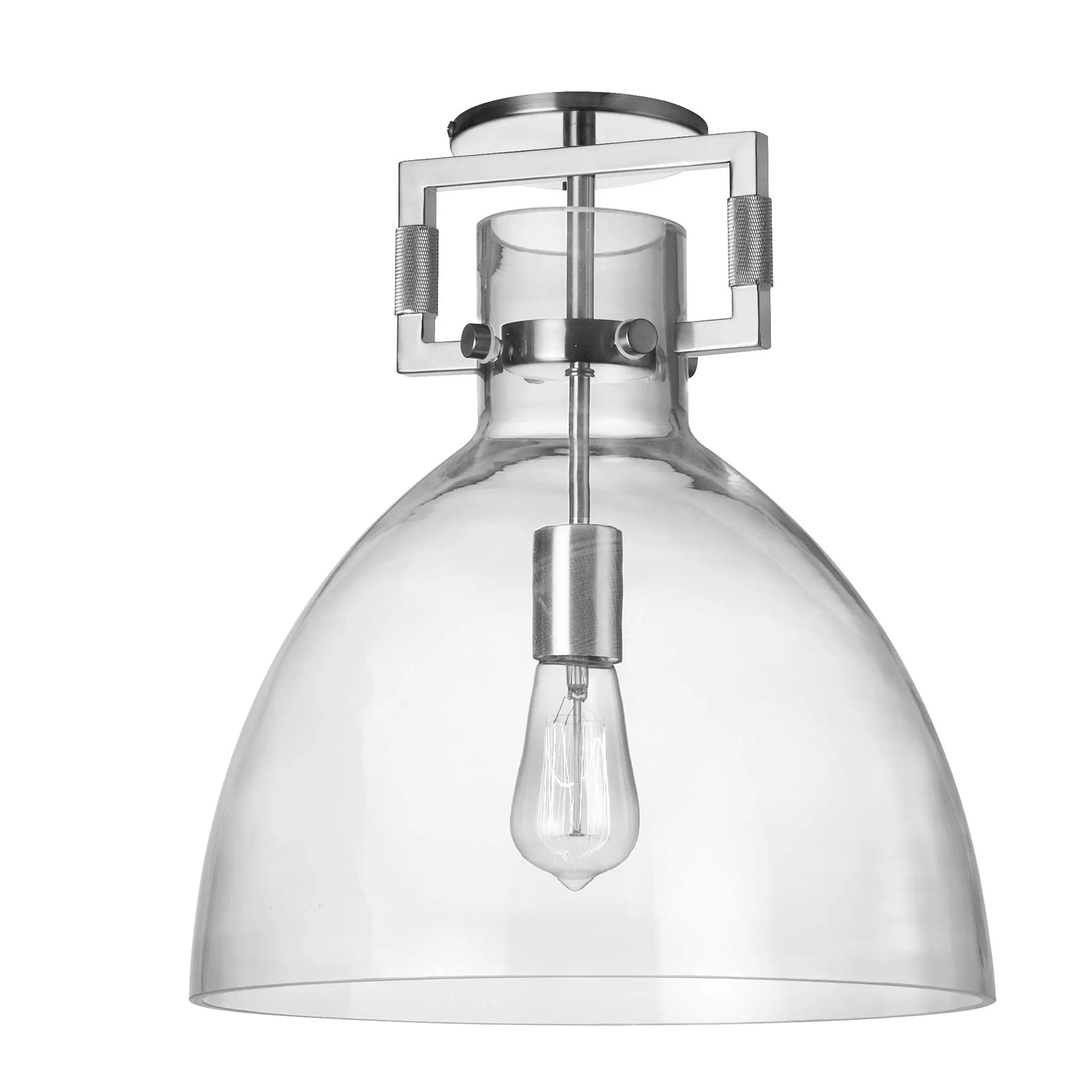polished chrome with clear glass flush mount