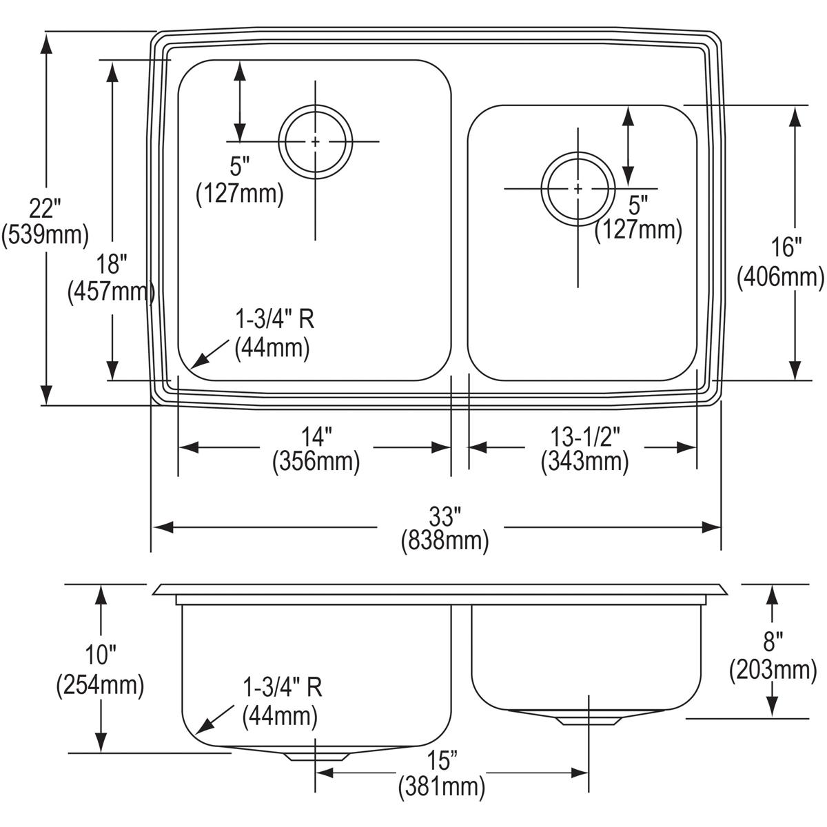 lustrous satin double bowl drop-in sink