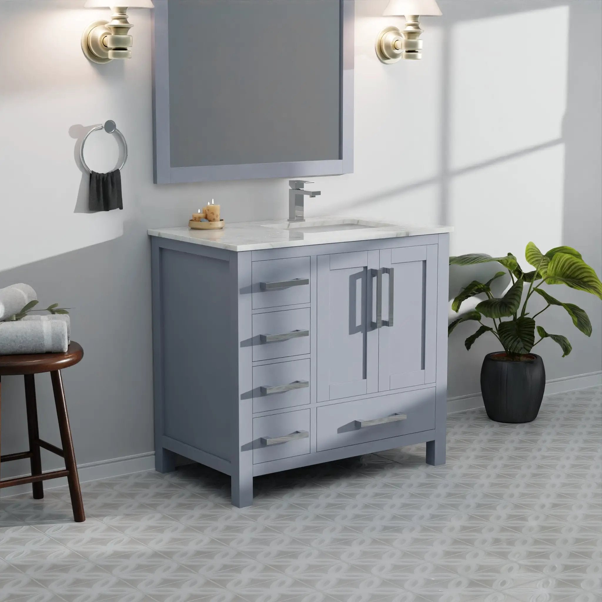 dark grey vanity