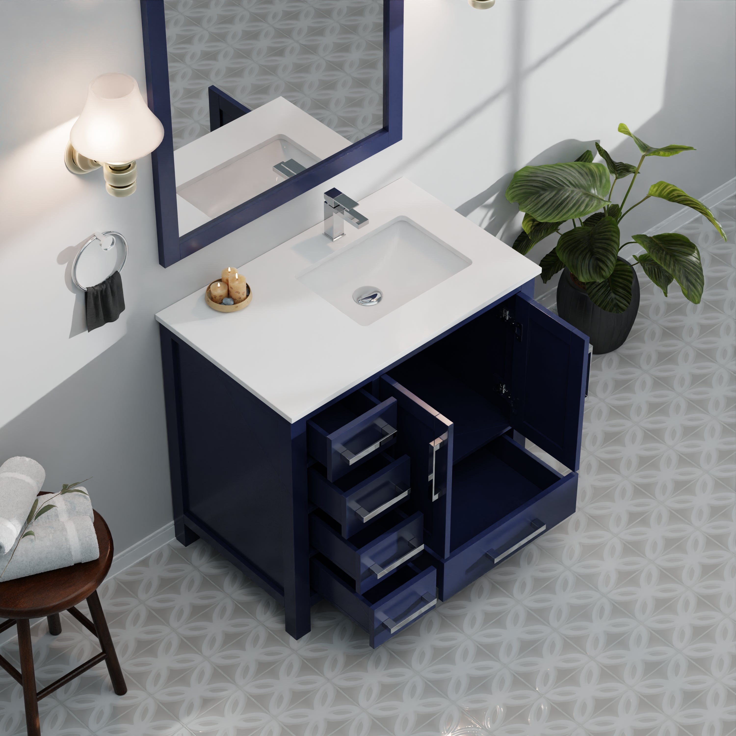 navy blue vanity