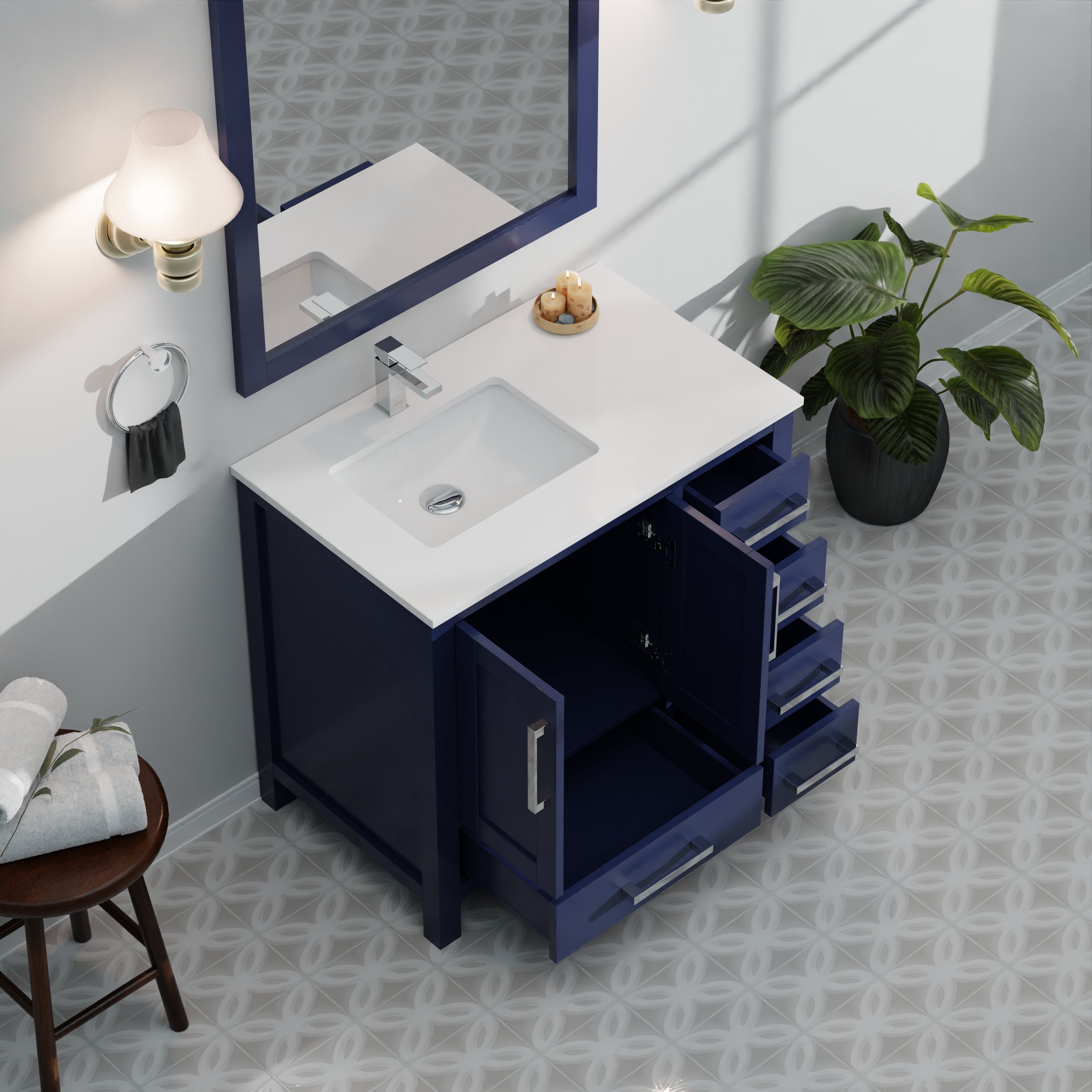 navy blue vanity