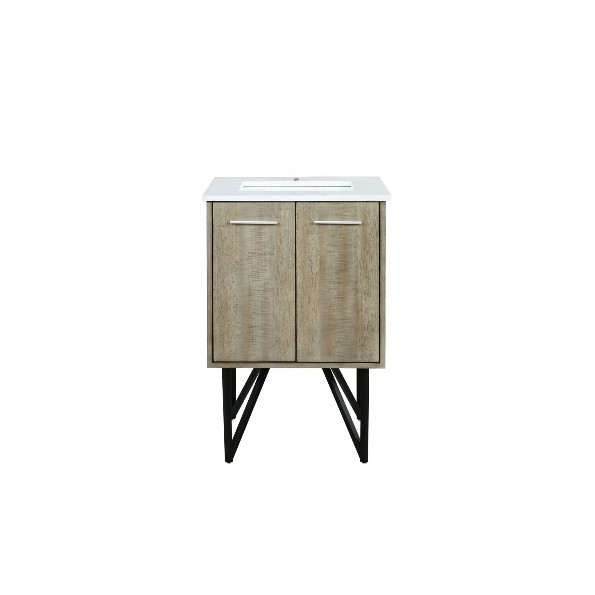 Lexora Lancy 24 in W x 20 in D Rustic Acacia Bath Vanity and White Quartz Top by Lexora
