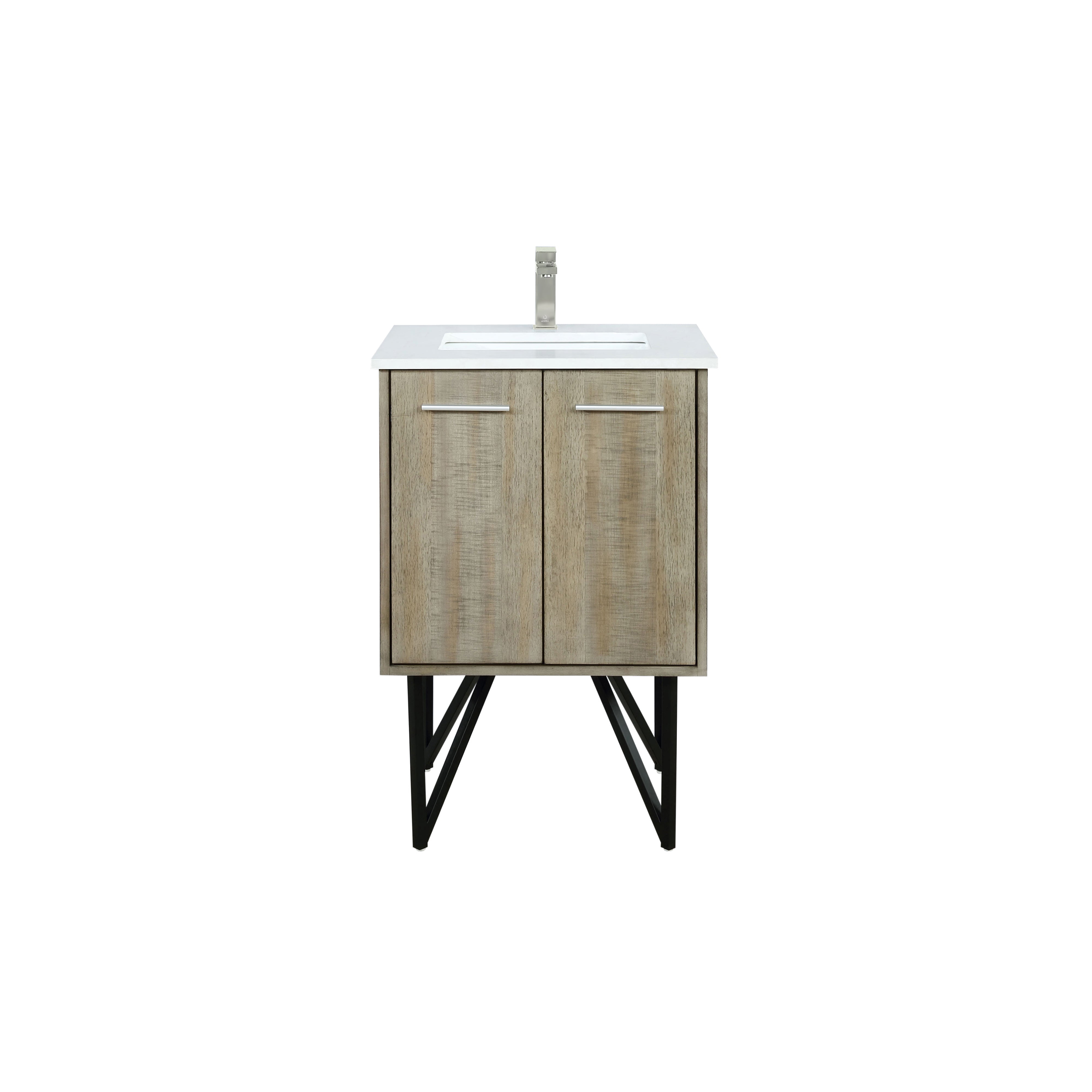 Lexora Lancy 24 in W x 20 in D Rustic Acacia Bath Vanity and White Quartz Top