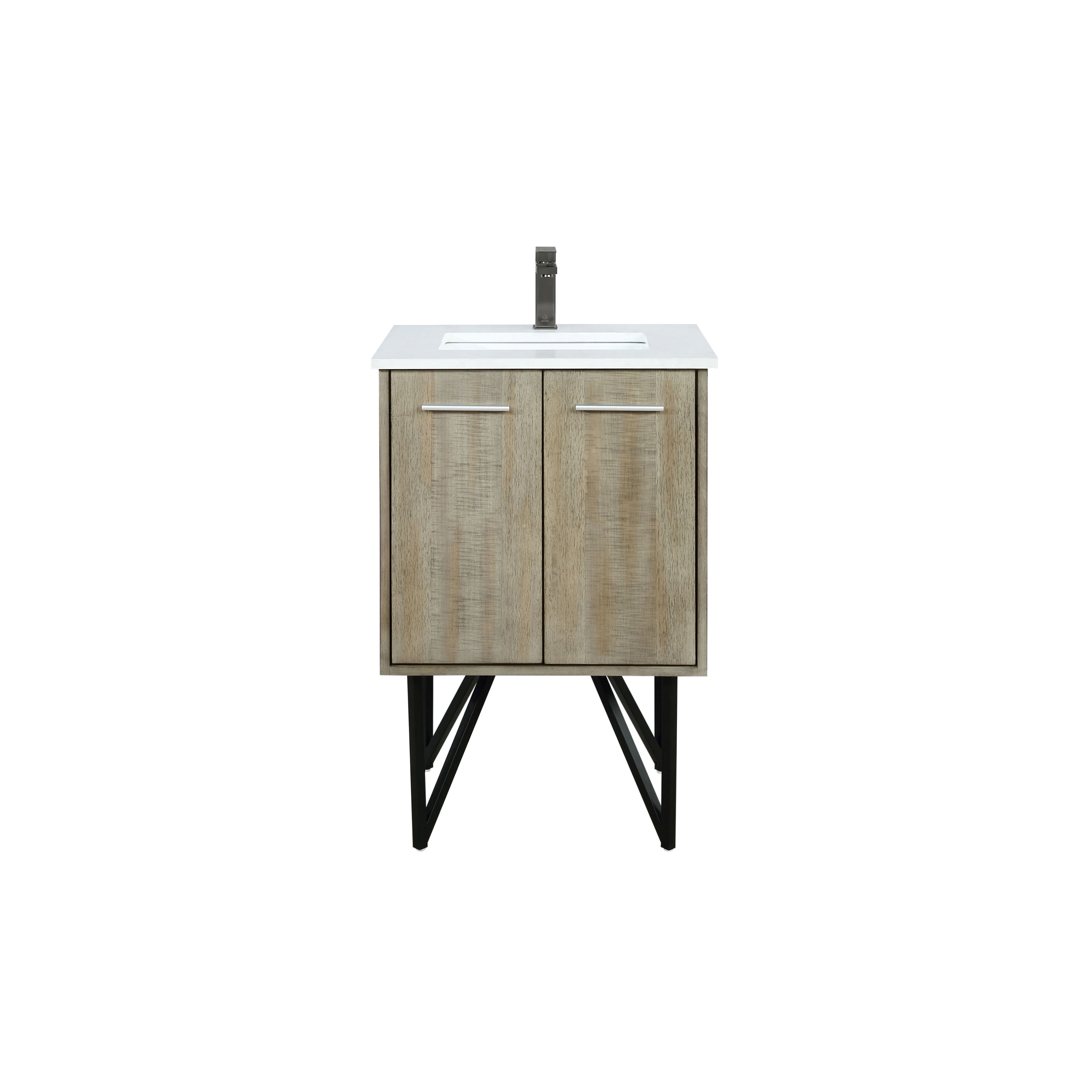 Lexora Lancy 24 in W x 20 in D Rustic Acacia Bath Vanity and White Quartz Top