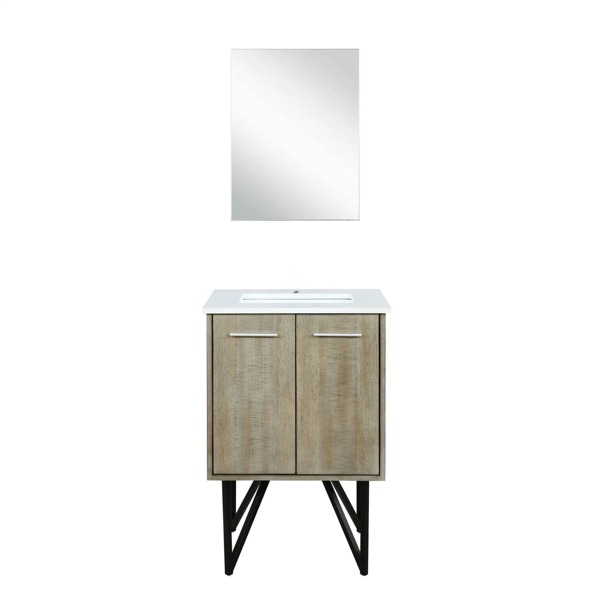 Lexora Lancy 24 in W x 20 in D Rustic Acacia Bath Vanity and White Quartz Top by Lexora