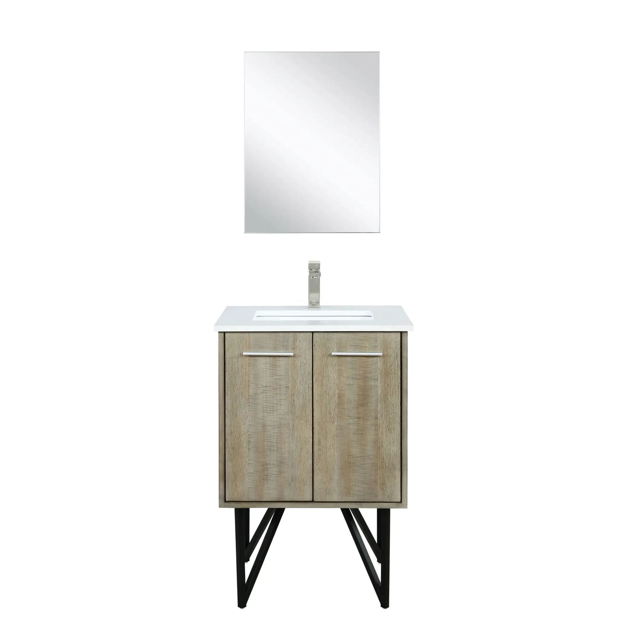 Lexora Lancy 24 in W x 20 in D Rustic Acacia Bath Vanity and White Quartz Top by Lexora