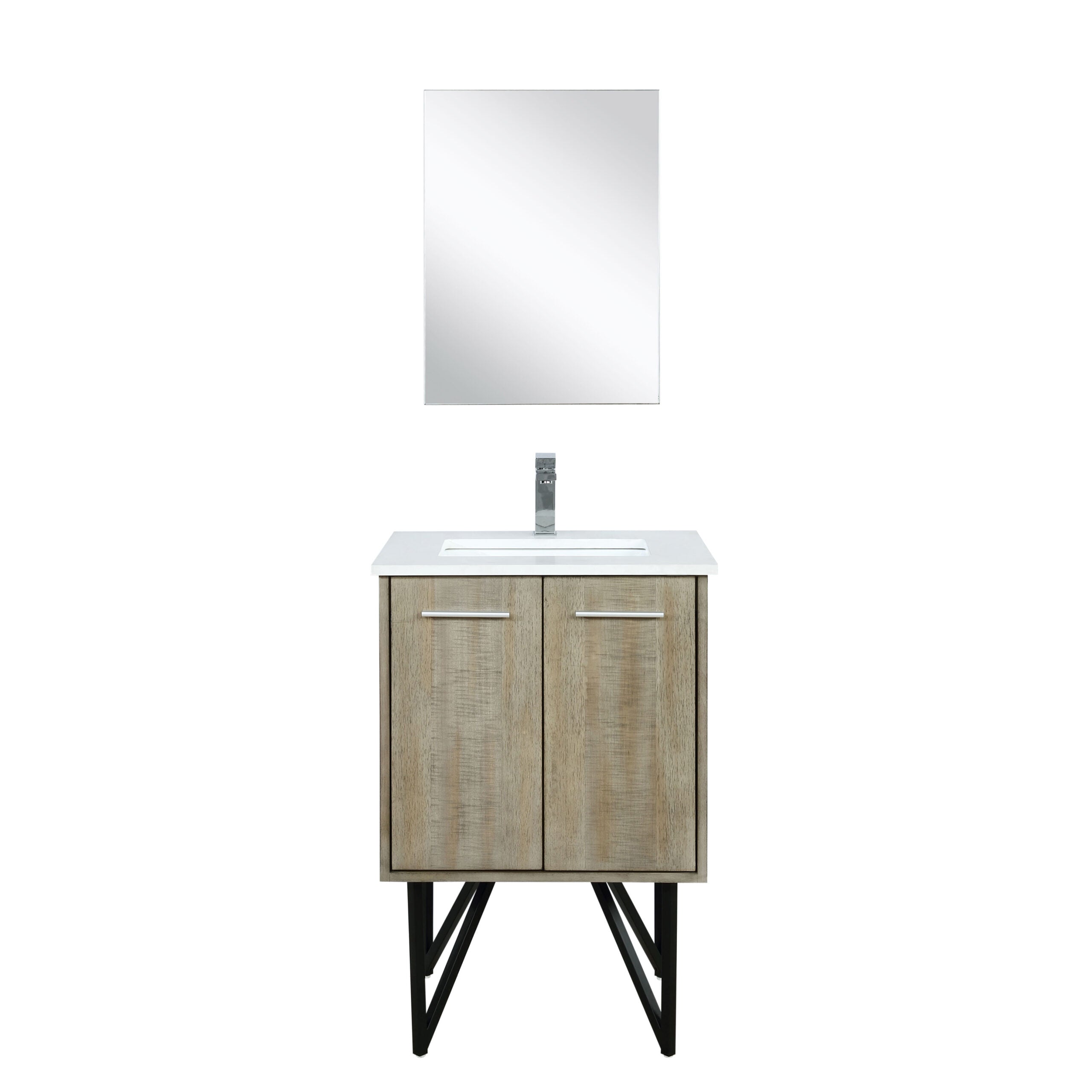 Lexora Lancy 24 in W x 20 in D Rustic Acacia Bath Vanity and White Quartz Top