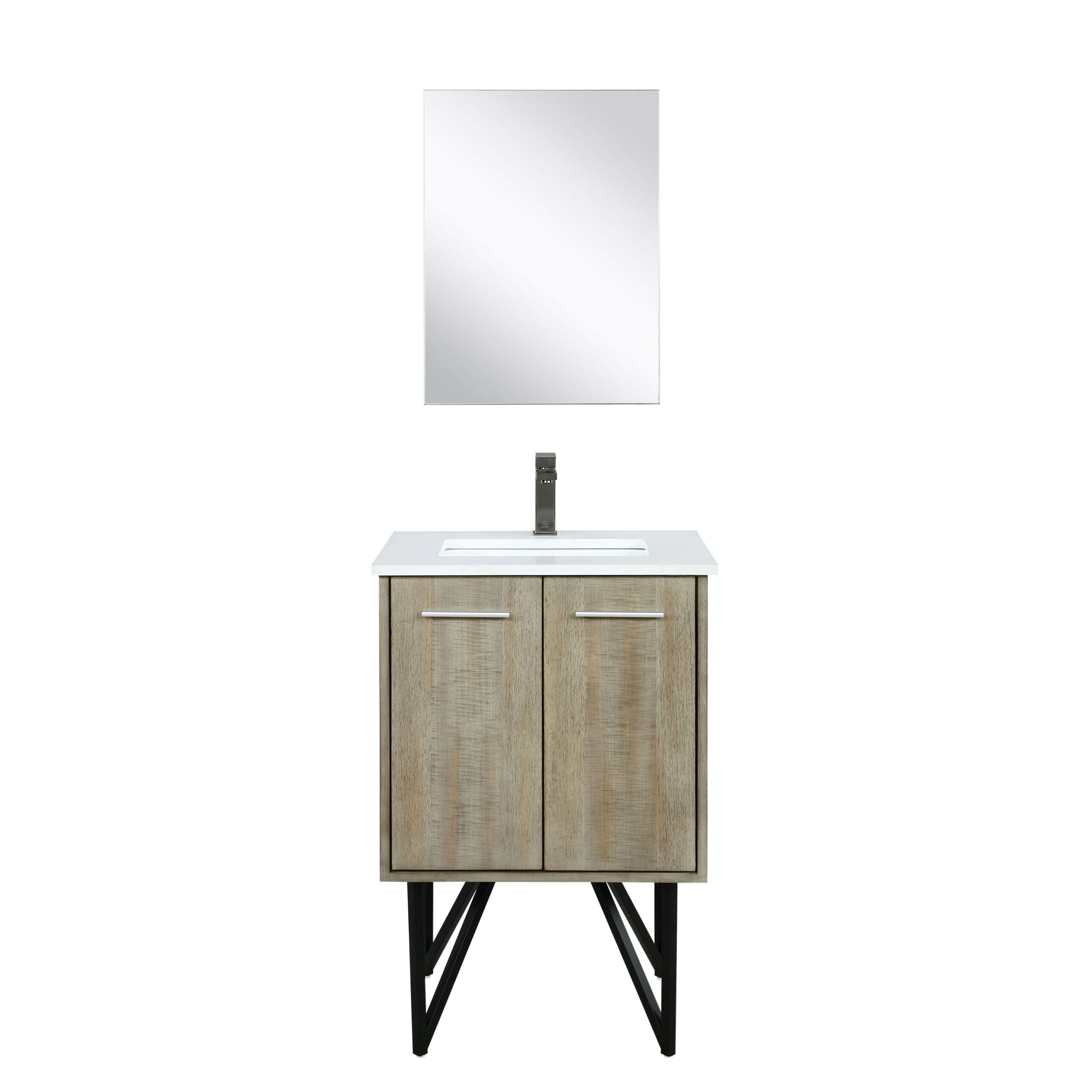 Lexora Lancy 24 in W x 20 in D Rustic Acacia Bath Vanity and White Quartz Top