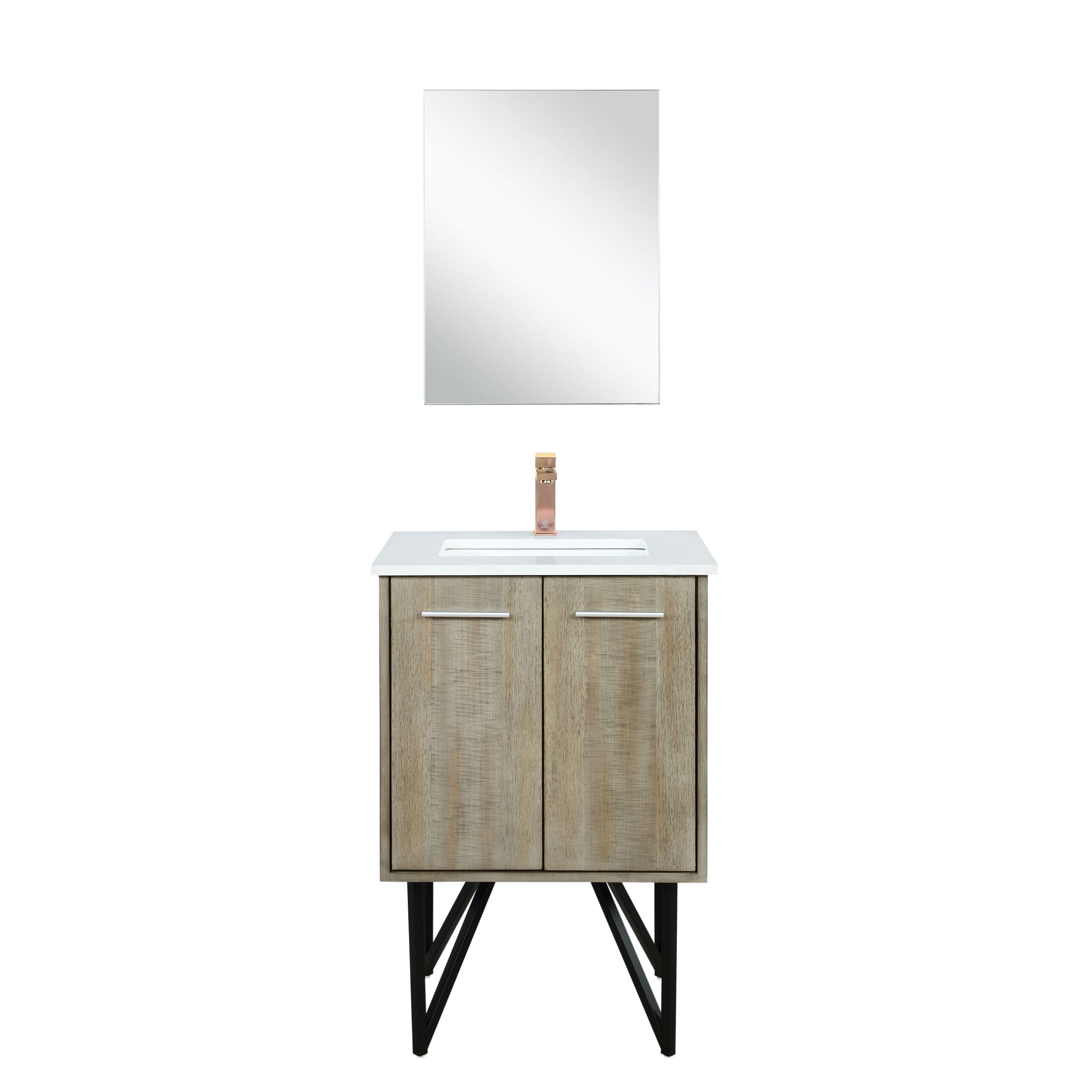 Lexora Lancy 24 in W x 20 in D Rustic Acacia Bath Vanity and White Quartz Top