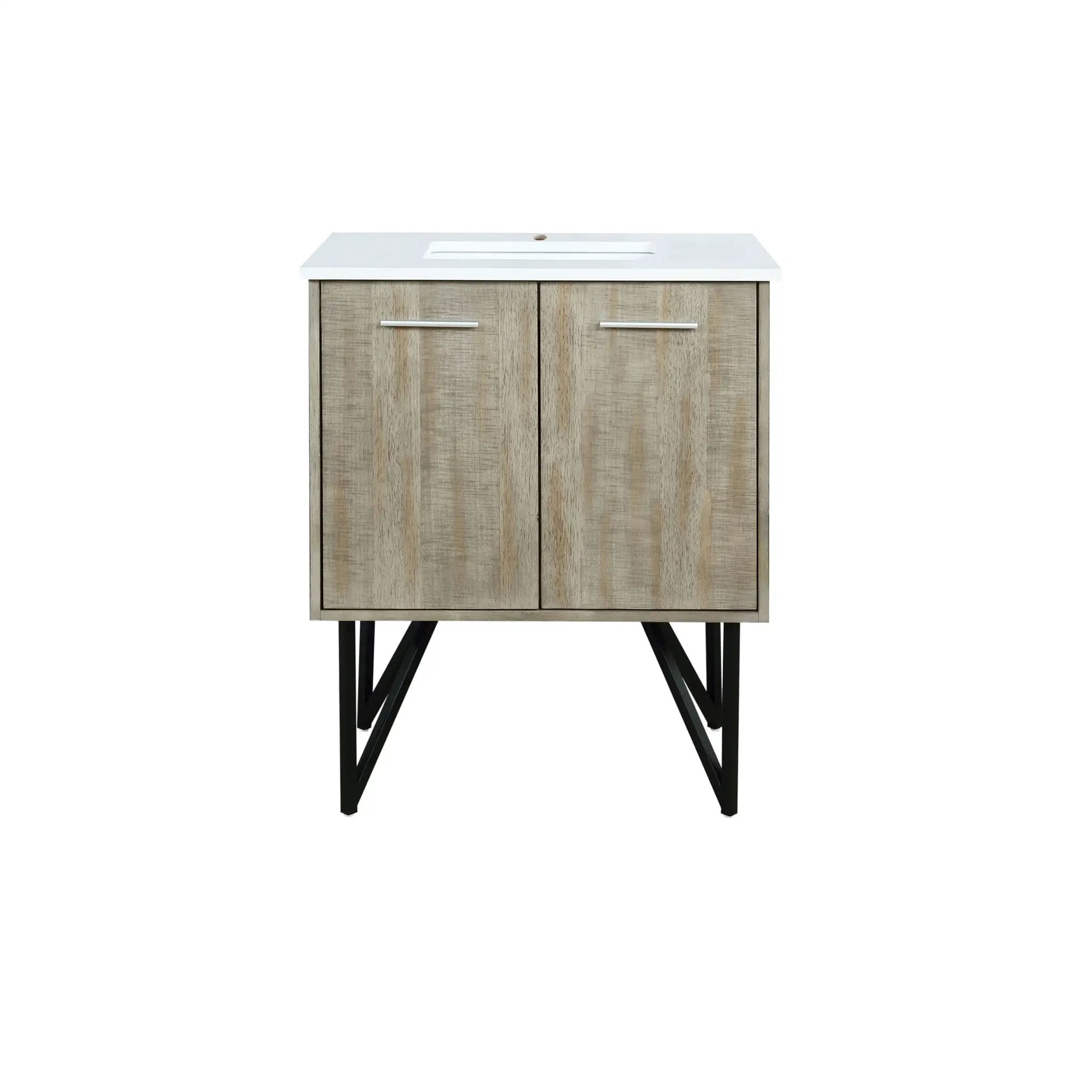 Lexora Lancy 30 in W x 20 in D Rustic Acacia Bath Vanity and White Quartz Top by Lexora