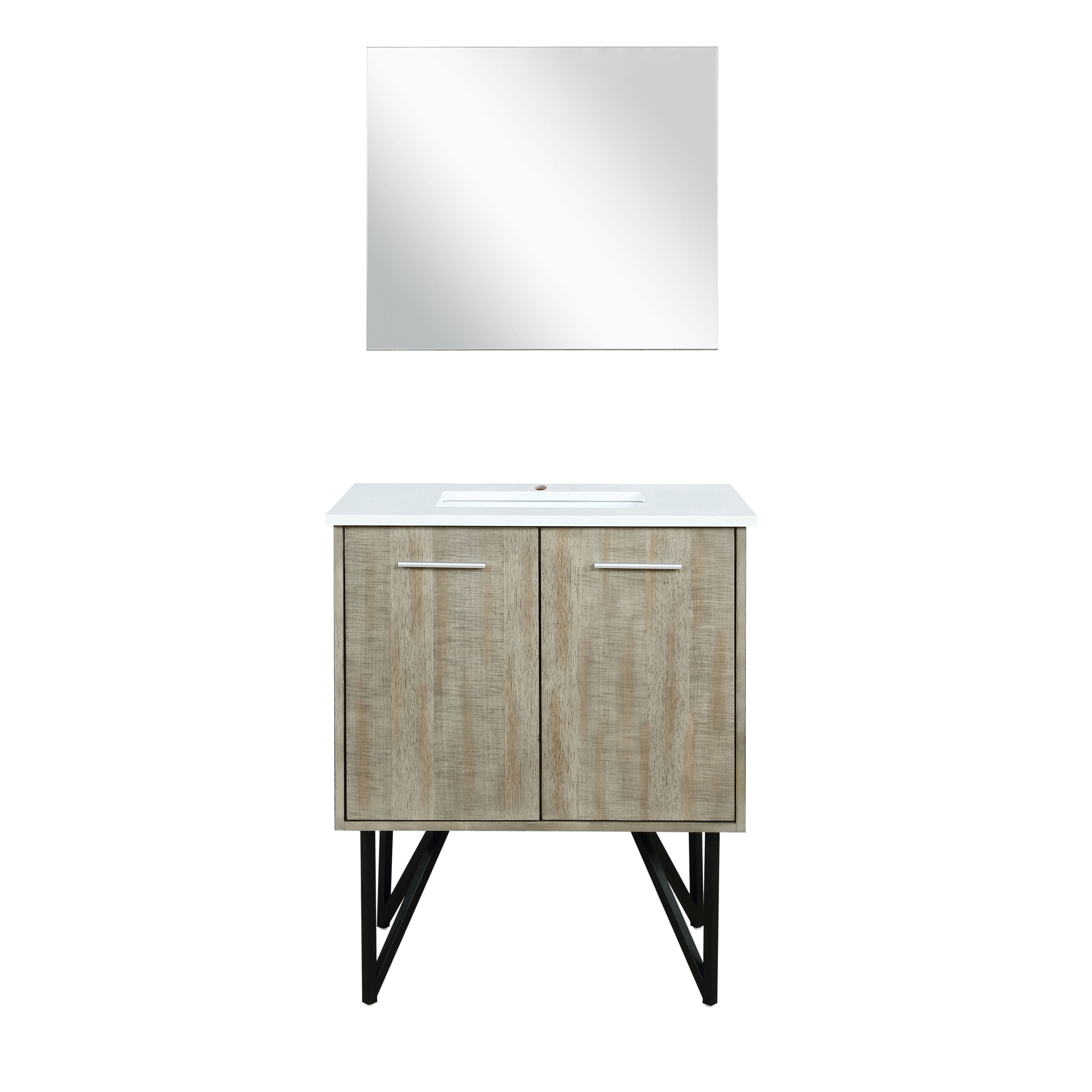Lexora Lancy 30 in W x 20 in D Rustic Acacia Bath Vanity and White Quartz Top